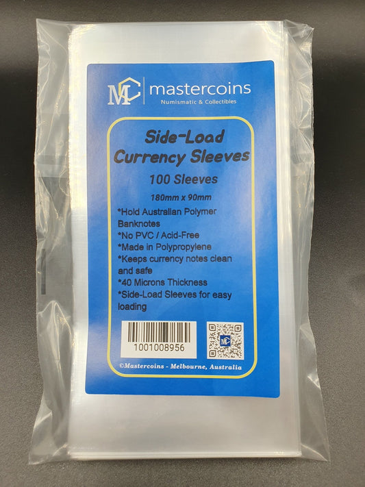 Currency Banknotes Sleeves - 100 Sleeves - 180mm x 90mm - Mastercoins