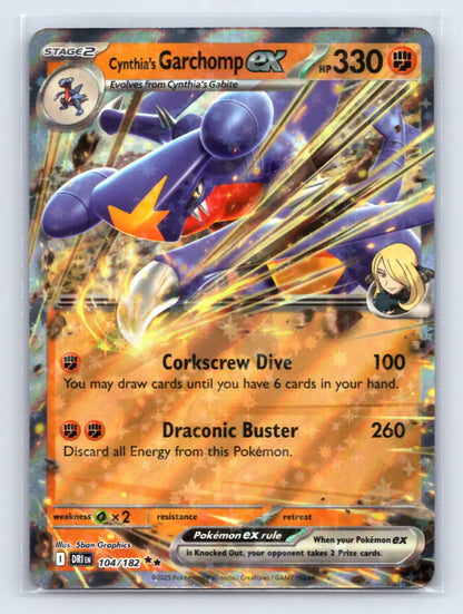 Cynthia's Garchomp ex 104/182 Double Rare Destined Rivals Pokemon Near Mint - Mastercoins