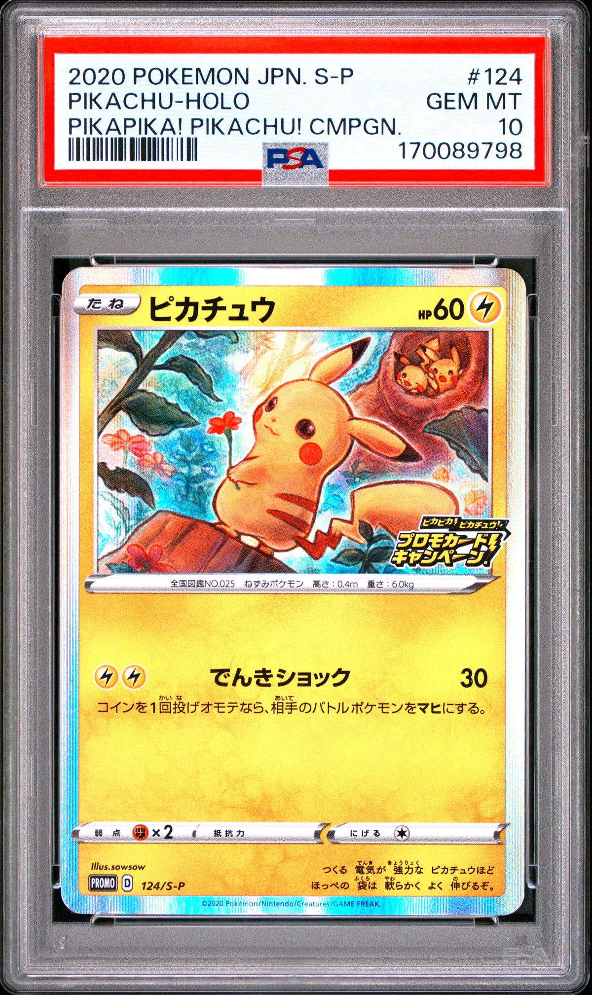 Pikachu Holo 124 PSA 10 S-P Promo Japanese Mastercoins