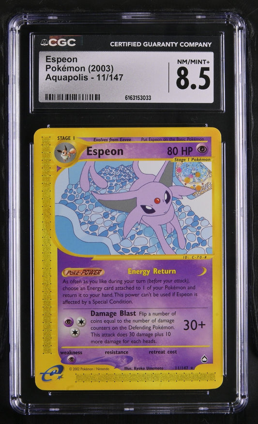 🎰👀 ESPEON 11/147 AQUAPOLIS CGC 8.5 - Mastercoins