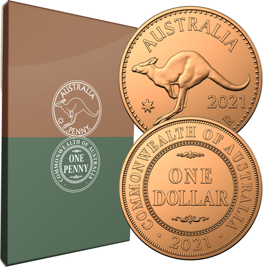 2021 Australian Penny $1 copper two coin set