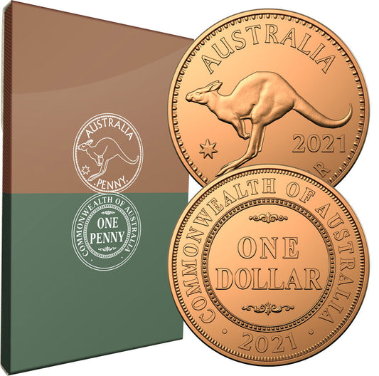 2021 Australian Penny $1 copper two coin set