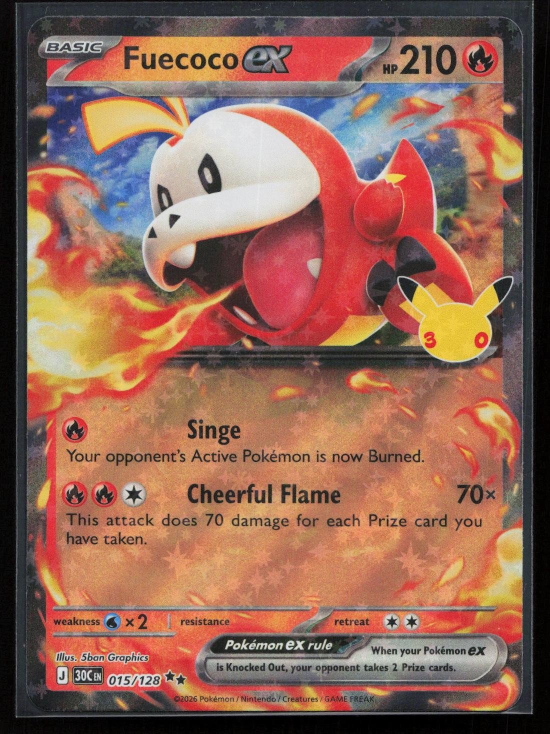 Fuecoco ex 015/128 ME: 30th Celebration Double Rare NM - Mastercoins