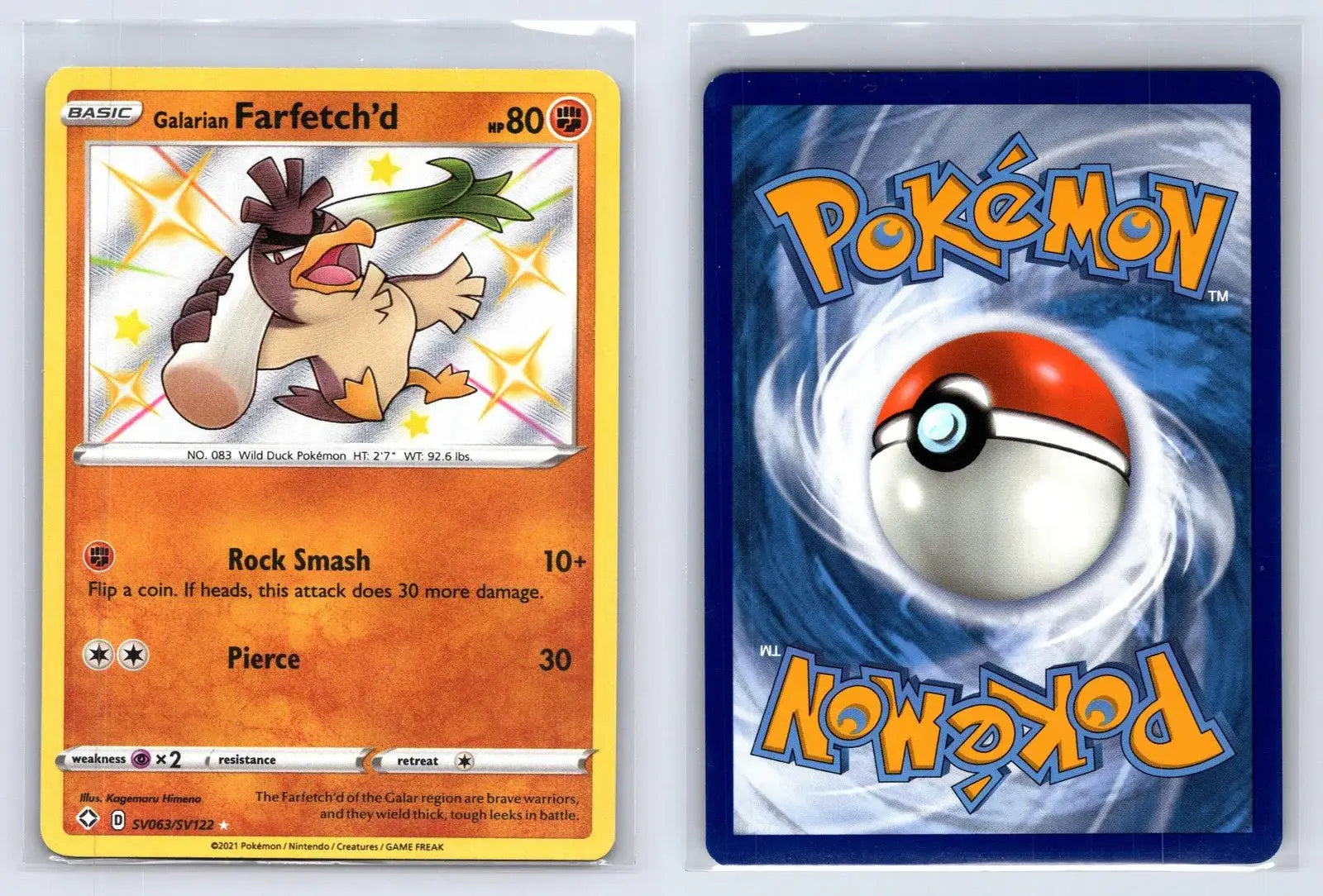 Galarian Farfetch'd SV063/SV122 Shining Fates Shiny Vault Pokemon NM - Mastercoins