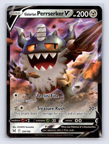 Galarian Perrserker V 129/196 Lost Origin Pokemon NM - Mastercoins