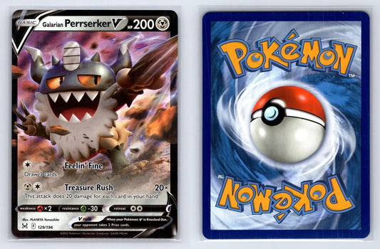 Galarian Perrserker V 129/196 Lost Origin Pokemon NM - Mastercoins