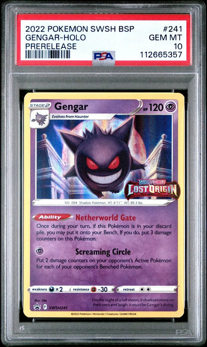?? GENGAR HOLO PRERELEASE SWSH 241 BLACK STAR PROMO PSA 10 - Mastercoins