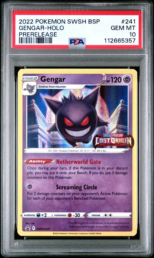 ?? GENGAR HOLO PRERELEASE SWSH 241 BLACK STAR PROMO PSA 10 - Mastercoins