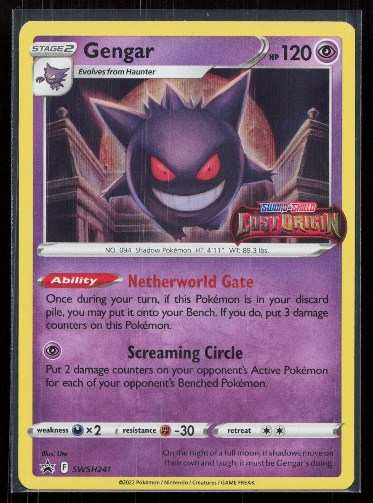 GENGAR (PRERELEASE) SWSH241 SWORD & SHIELD PROMO NM - Mastercoins