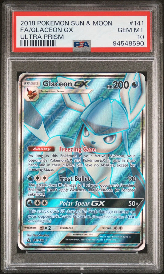 ?? GLACEON GX 141 SUN & MOON ULTRA PRISM PSA 10 - Mastercoins