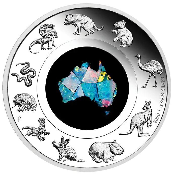 Great Southern Land 1oz Silver Proof Coin Set of 3 - Opal, Mother of Pearl, Lepidolite - Mastercoins