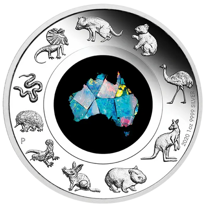 Great Southern Land 1oz Silver Proof Coin Set of 3 - Opal, Mother of Pearl, Lepidolite - Mastercoins