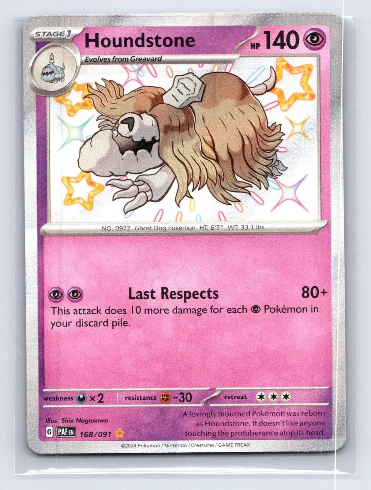Houndstone 168/091 Paldean Fates Pokemon NM - Mastercoins