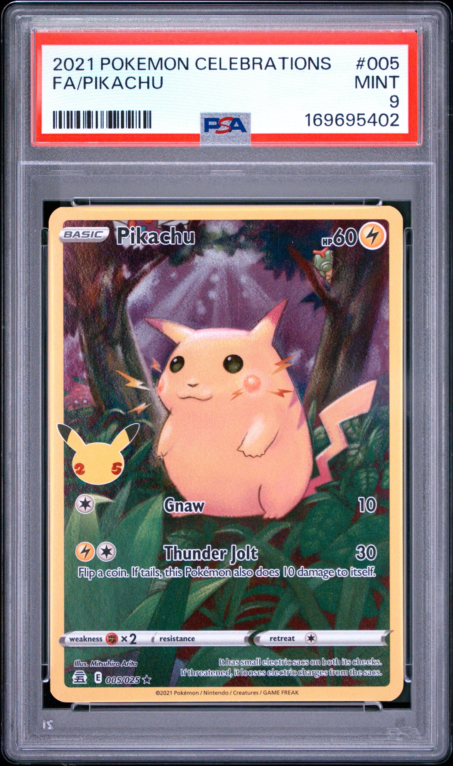 🎰👀 PIKACHU 005 CELEBRATIONS PSA 9