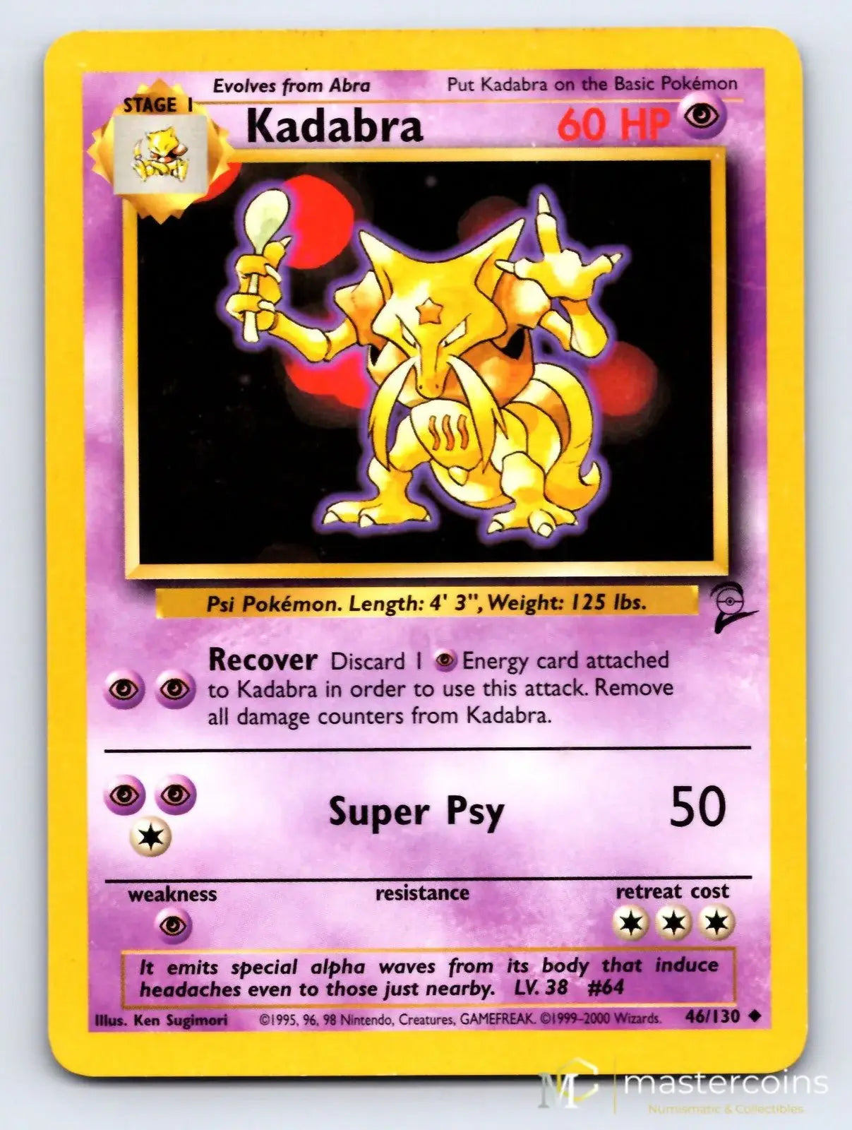 Kadabra 46/130 Base Set 2 Pokemon MP - Mastercoins