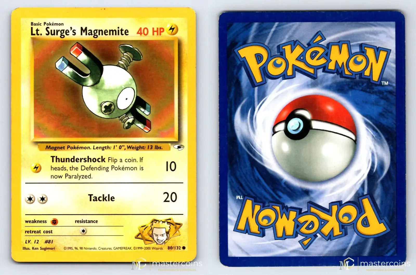Lt. Surge's Magnemite 80/132 Gym Heroes Pokemon MP - Mastercoins