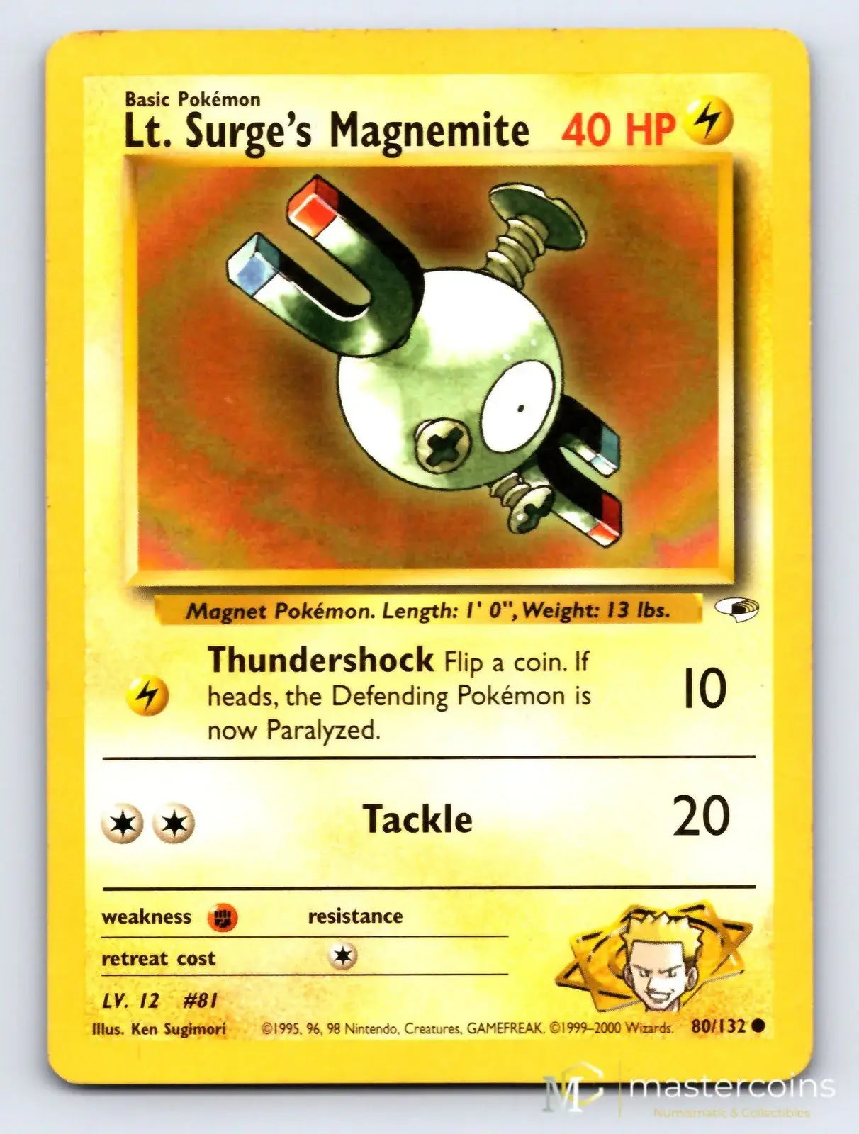 Lt. Surge's Magnemite 80/132 Gym Heroes Pokemon MP - Mastercoins