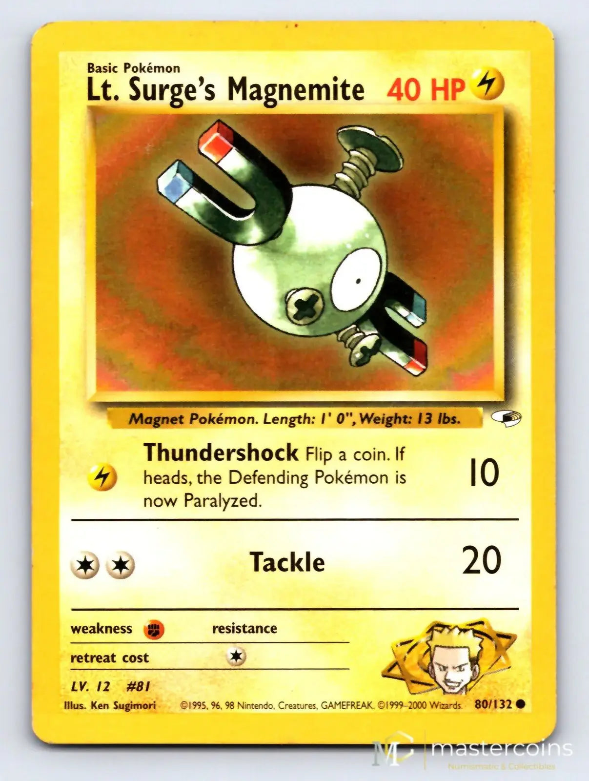 Lt. Surge's Magnemite 80/132 Gym Heroes Pokemon MP - Mastercoins