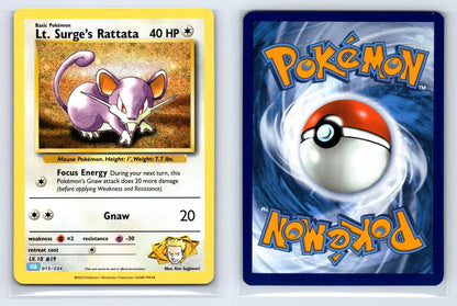 Lt. Surge's Rattata 015/034 TCG Classic Blastoise Pokemon Near Mint - Mastercoins