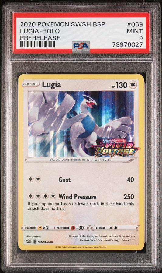 🎰👀 LUGIA HOLO 069 SWSH BLACK STAR PROMO PSA 9 - Mastercoins