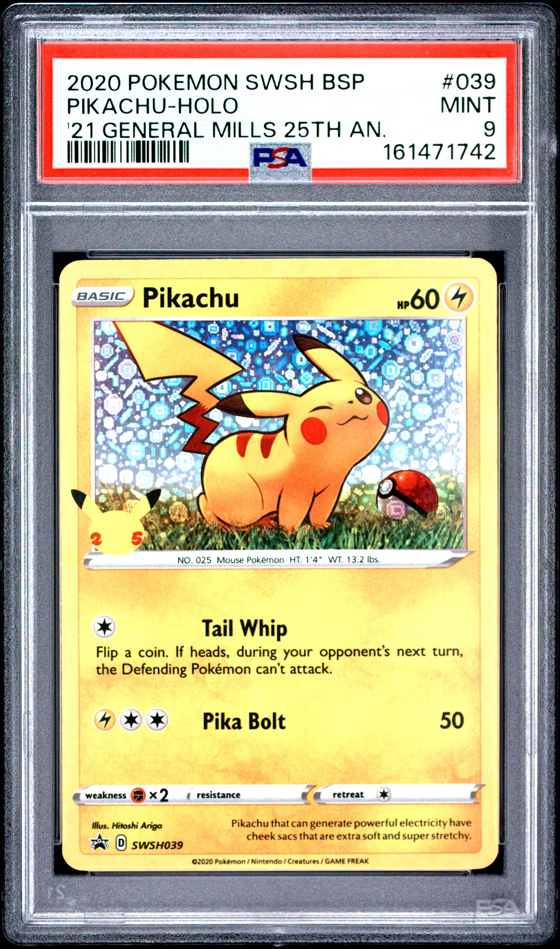 🎰👀 PIKACHU HOLO 039 SWSH BLACK STAR PROMO PSA 9