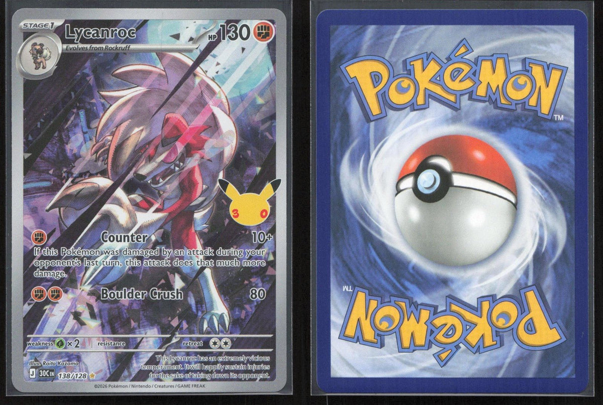 Lycanroc 138/128 ME: 30th Celebration Illustration Rare NM - Mastercoins