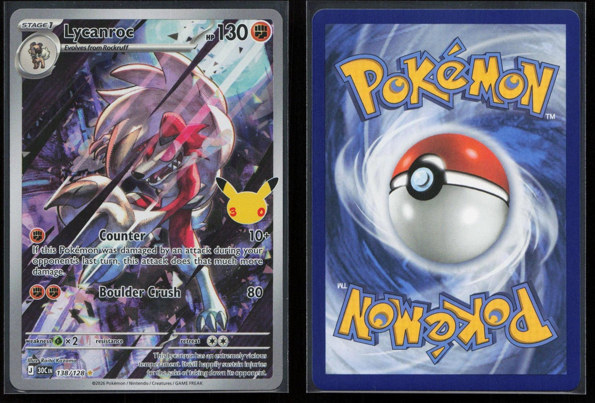 Lycanroc 138/128 ME: 30th Celebration Illustration Rare NM - Mastercoins