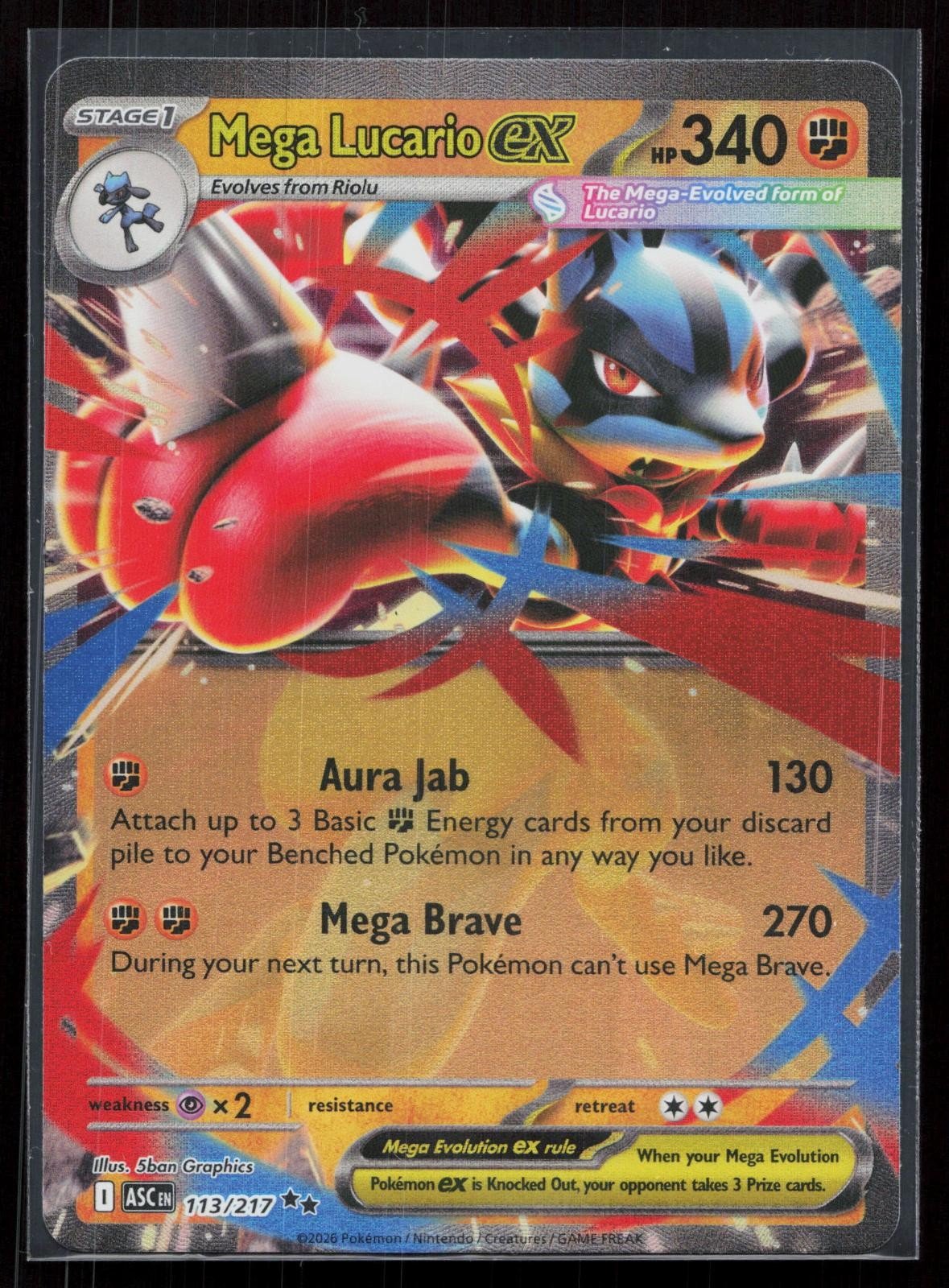 MEGA LUCARIO EX 113/217 ASCENDED HEROES NM - Mastercoins
