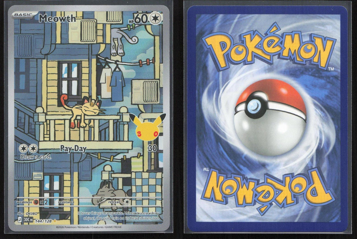Meowth 144/128 ME: 30th Celebration Illustration Rare NM - Mastercoins