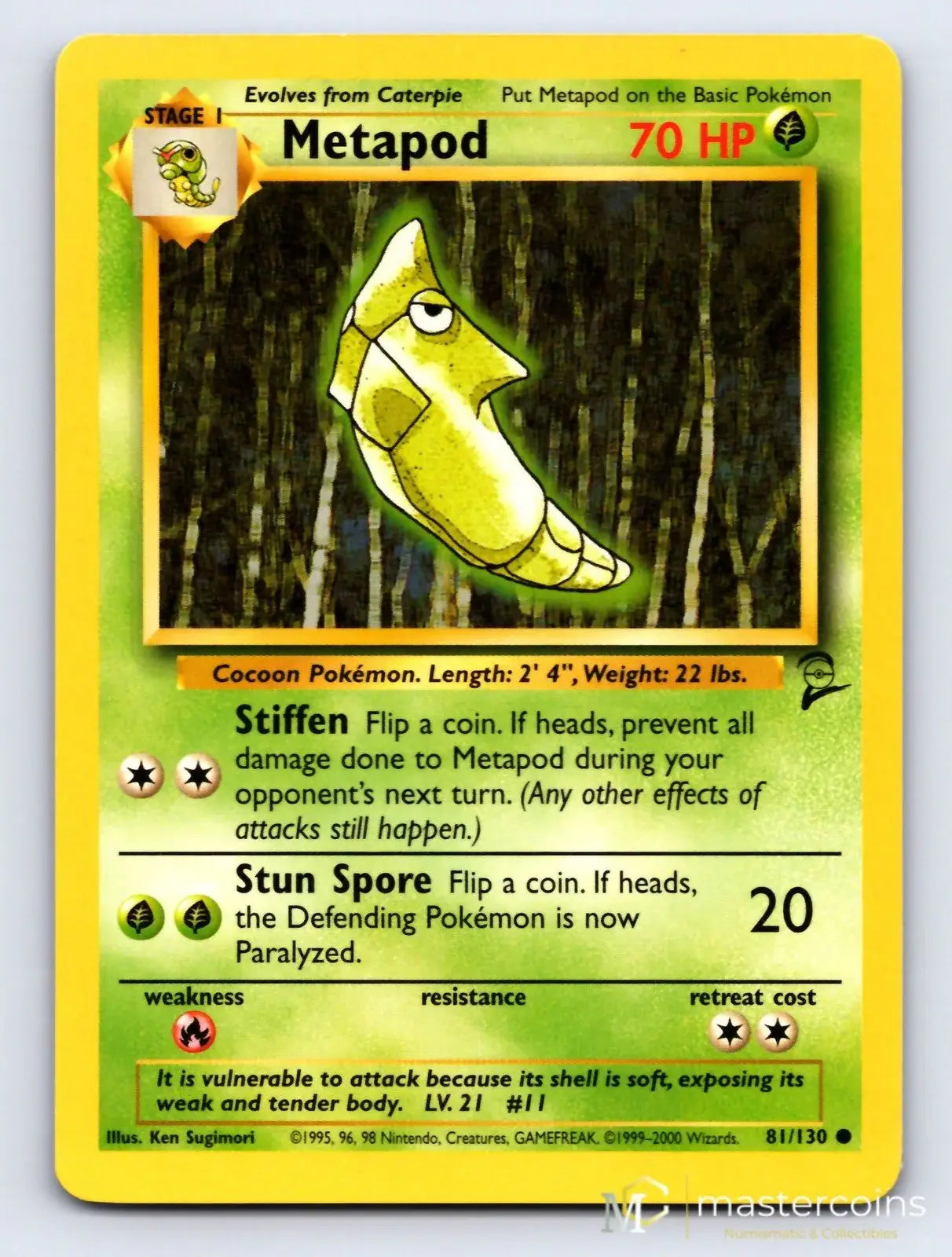 Metapod 81/130 Base Set 2 Pokemon MP - Mastercoins