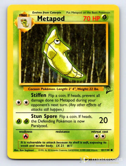 Metapod 81/130 Base Set 2 Pokemon MP - Mastercoins