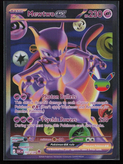 Mewtwo ex 157/128 ME: 30th Celebration Futuristic Rare NM - Mastercoins