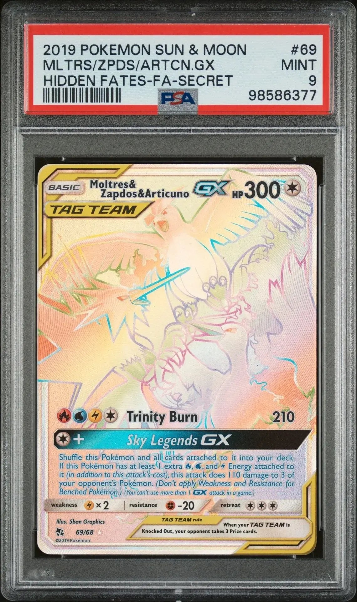 ️‍? MOLTRES & ZAPDOS & ARTICUNO GX 69 Hidden Fates PSA 9 - Mastercoins