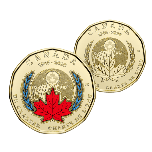 (Pair) 2020 Canadian $1 Signing Of The United Nations Charter 75th Anniv - Mastercoins
