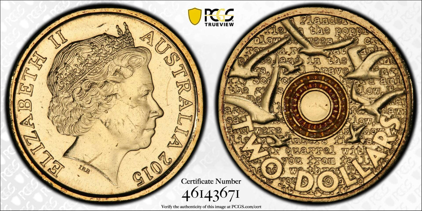 PCGS MS64 2015 $2 Remembrance Day - Mastercoins