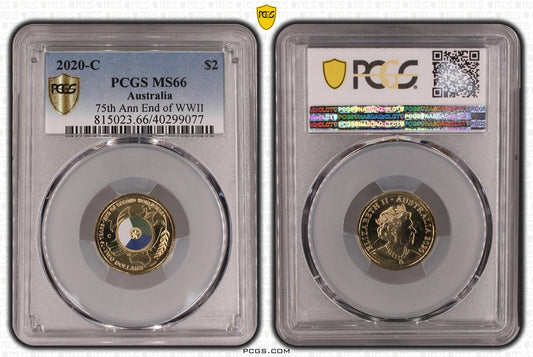PCGS MS66 2022 $2 C Mint 75th Ann End of WWII - Mastercoins