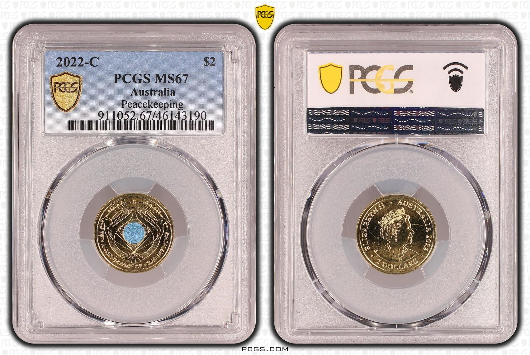 PCGS MS67 2022 $2 C Mint Peacekeeping - Mastercoins