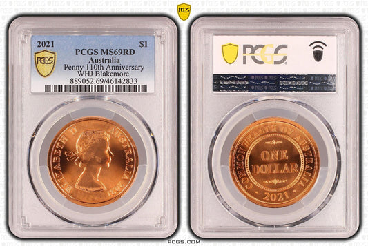 PCGS MS69RD 2021 $1 Penny 10th Ann WHJ Blakemore - Mastercoins