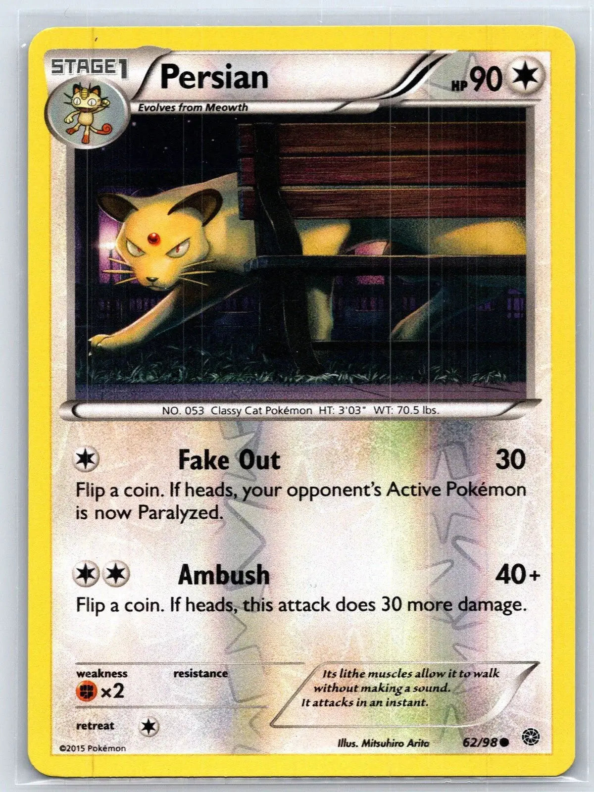 Persian 62/98 Reverse Holo Ancient Origins Pokemon NM - Mastercoins