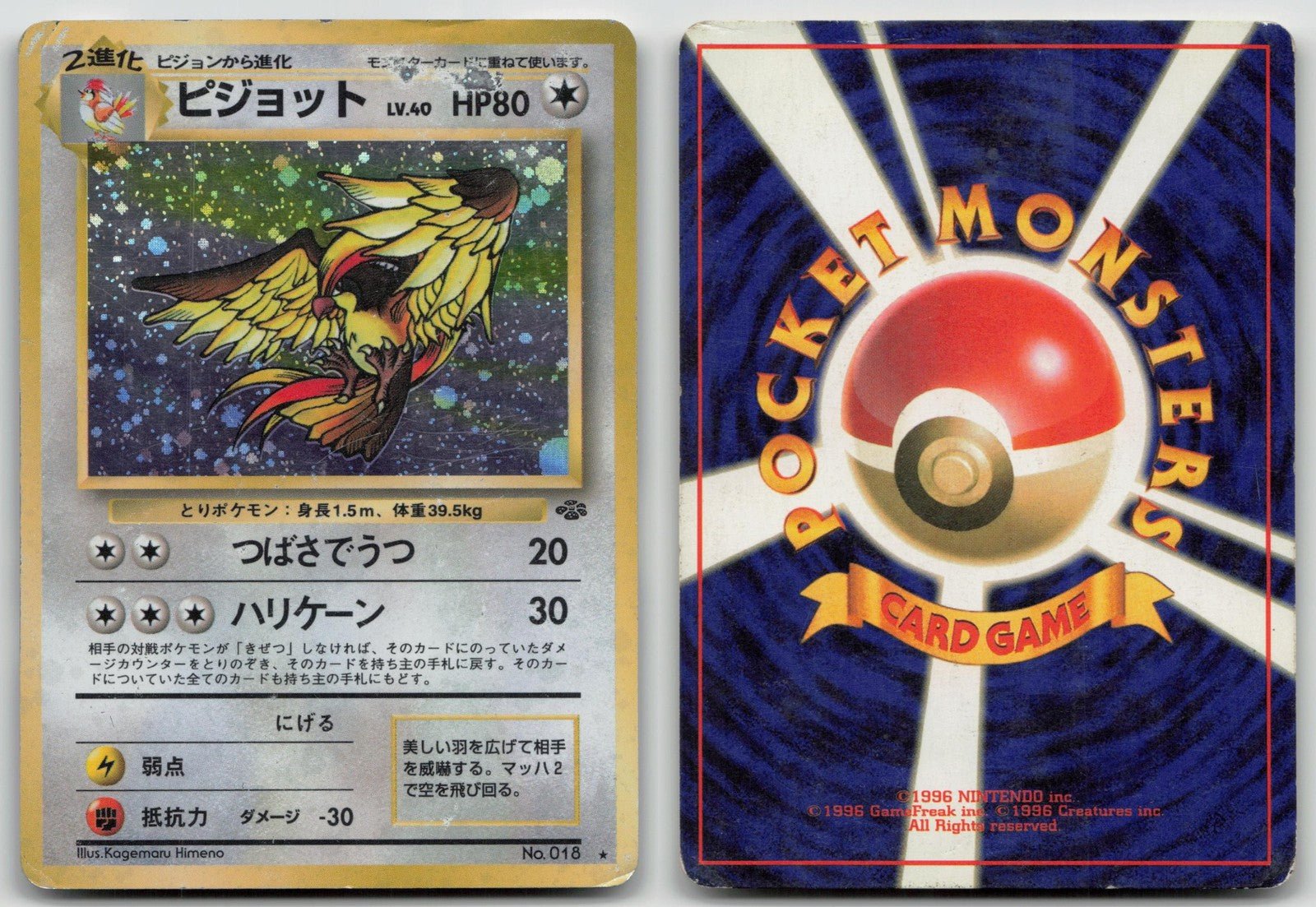 PIDGEOT NO. 018 JUNGLE POKEMON JAPANESE DMG - Mastercoins