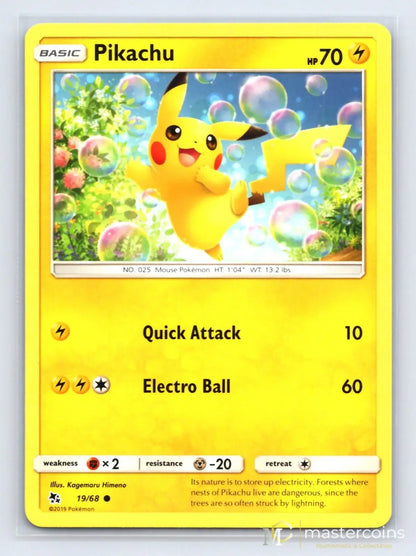 Pikachu 19/68 Hidden Fates Pokemon LP - Mastercoins