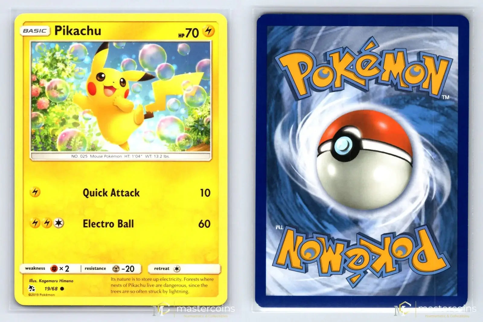 Pikachu 19/68 Hidden Fates Pokemon LP - Mastercoins