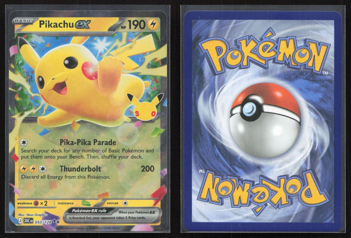 Pikachu ex 053/128 ME: 30th Celebration Double Rare NM - Mastercoins