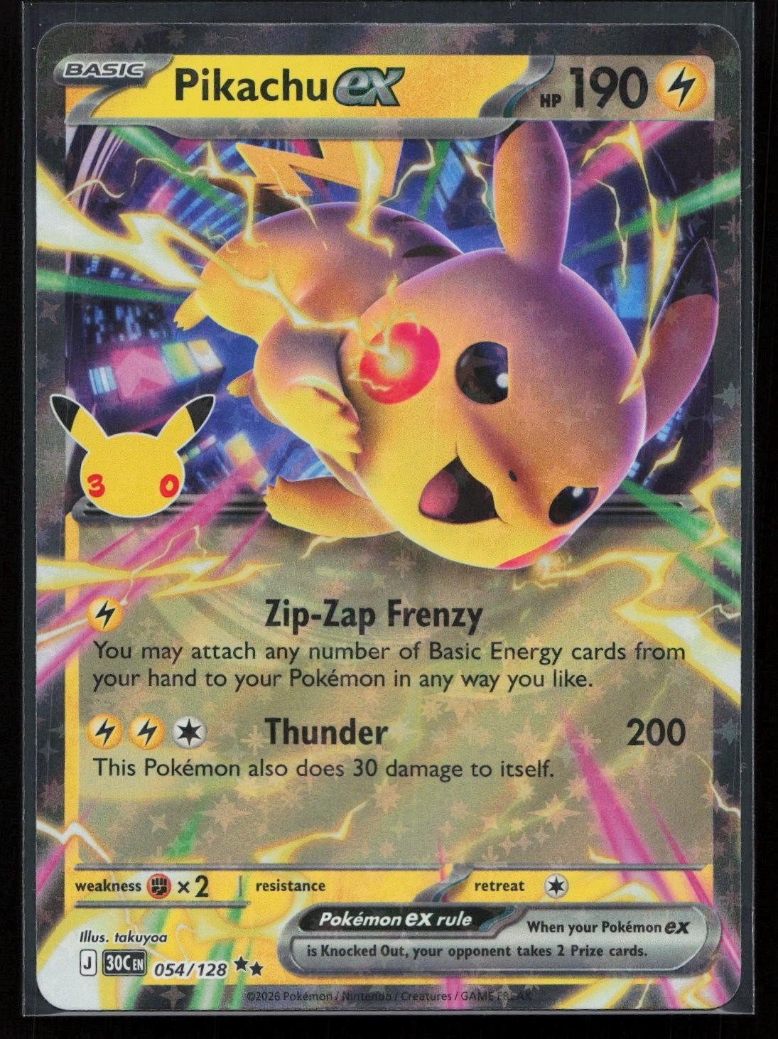 Pikachu ex 054/128 ME: 30th Celebration Double Rare NM - Mastercoins