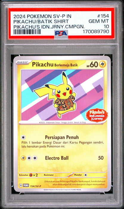 Pikachu In Batik Shirt 154 PSA 10 Indonesian Sv-P Promo - Mastercoins