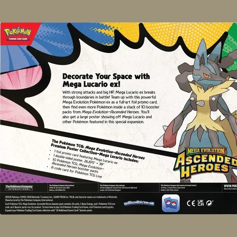 Pokémon TCG: Mega Evolution—Ascended Heroes Premium Poster Collection—Mega Lucario - Mastercoins