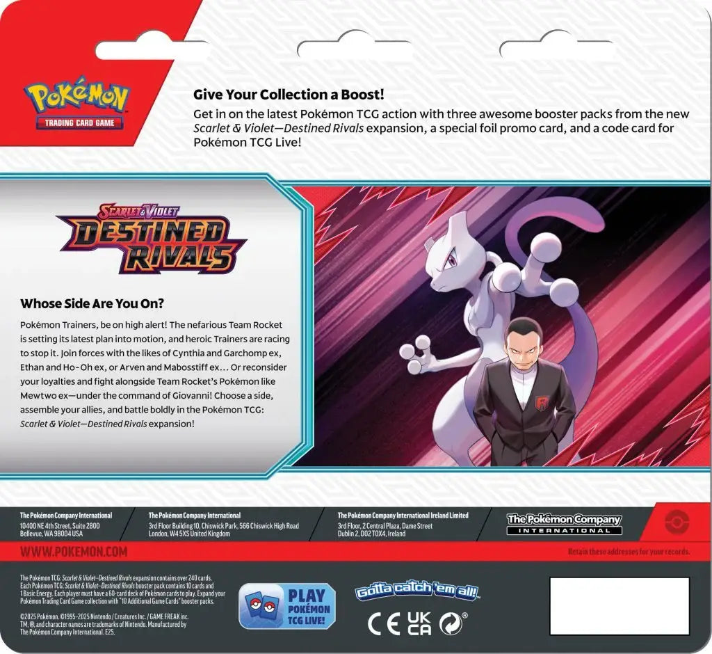 Pokemon TCG Scarlet & Violet Destined Rivals Three booster blister - Mastercoins