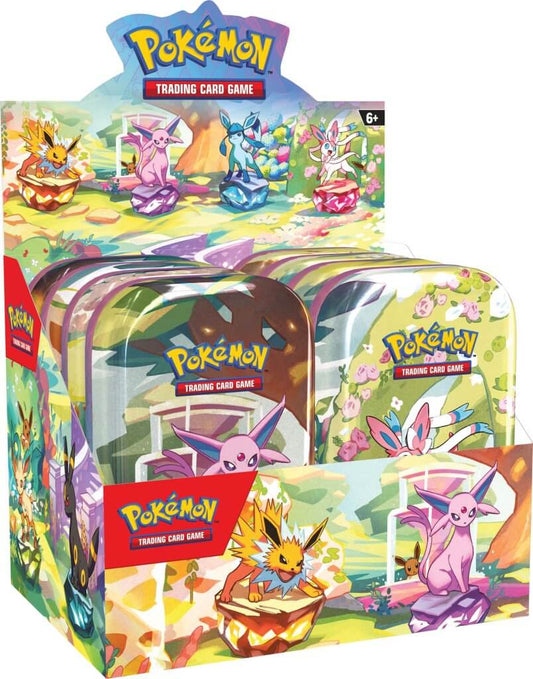 POKÉMON TCG Scarlet & Violet - Prismatic Evolutions Mini Tin Sealed Display of 8 Tins - Mastercoins