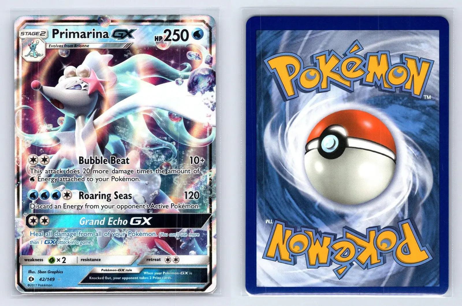Primarina GX 42/149 Sun & Moon Pokemon NM - Mastercoins