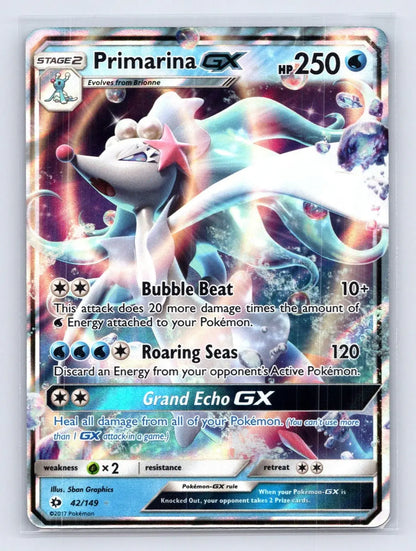 Primarina GX 42/149 Sun & Moon Pokemon NM - Mastercoins